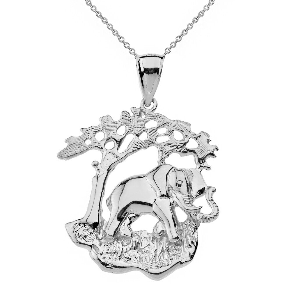 Elephant Tree of Life Pendant Necklace in Solid Gold, view 7