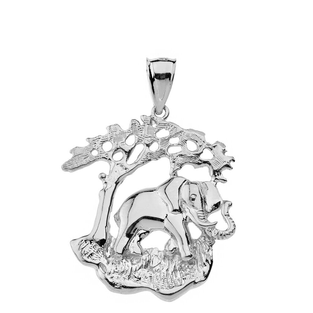 Elephant Tree of Life Pendant Necklace in Solid Gold, view 8