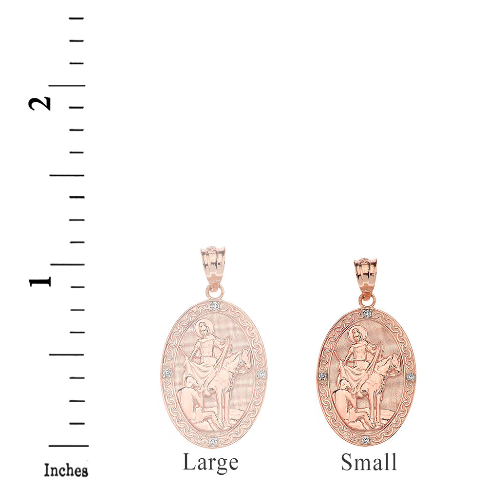 Engravable Diamond Saint Martin of Tours Pray For Us Oval Pendant Necklace (1.04") in Gold (Yellow/Rose/White/Two-Tone), view 8
