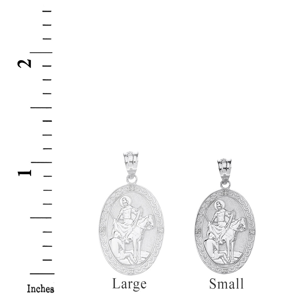 Engravable Diamond Saint Martin of Tours Pray For Us Oval Pendant Necklace (1.04") in Gold (Yellow/Rose/White/Two-Tone), view 10