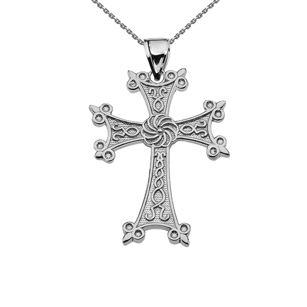 Eternity Armenian Cross "Khachkar" Sterling Silver Religious Pendant Necklace(S/M/L)