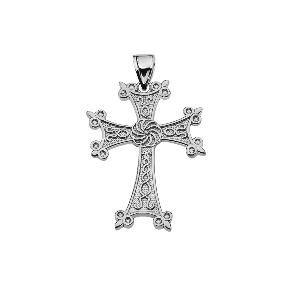 Eternity Armenian Cross "Khachkar" Sterling Silver Religious Pendant Necklace(S/M/L), view 2