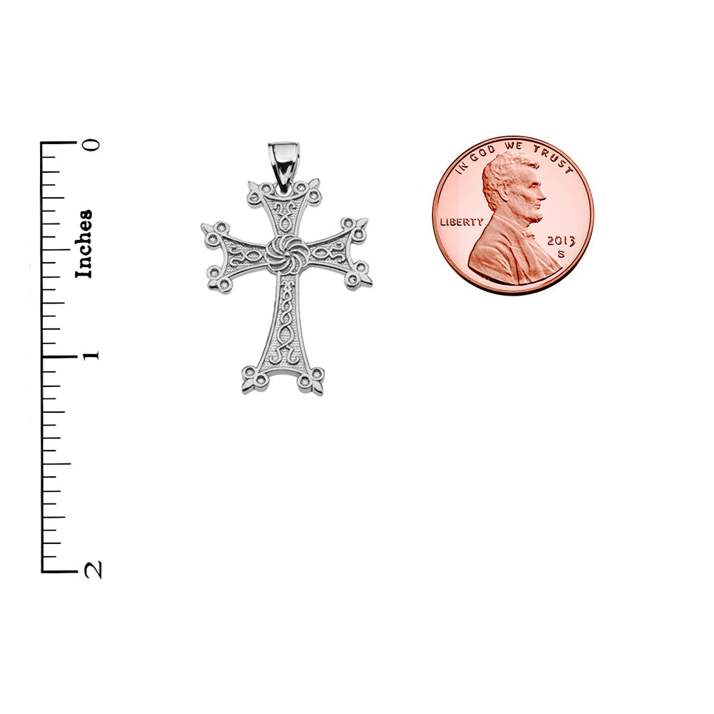 Eternity Armenian Cross "Khachkar" Sterling Silver Religious Pendant Necklace(S/M/L), view 3