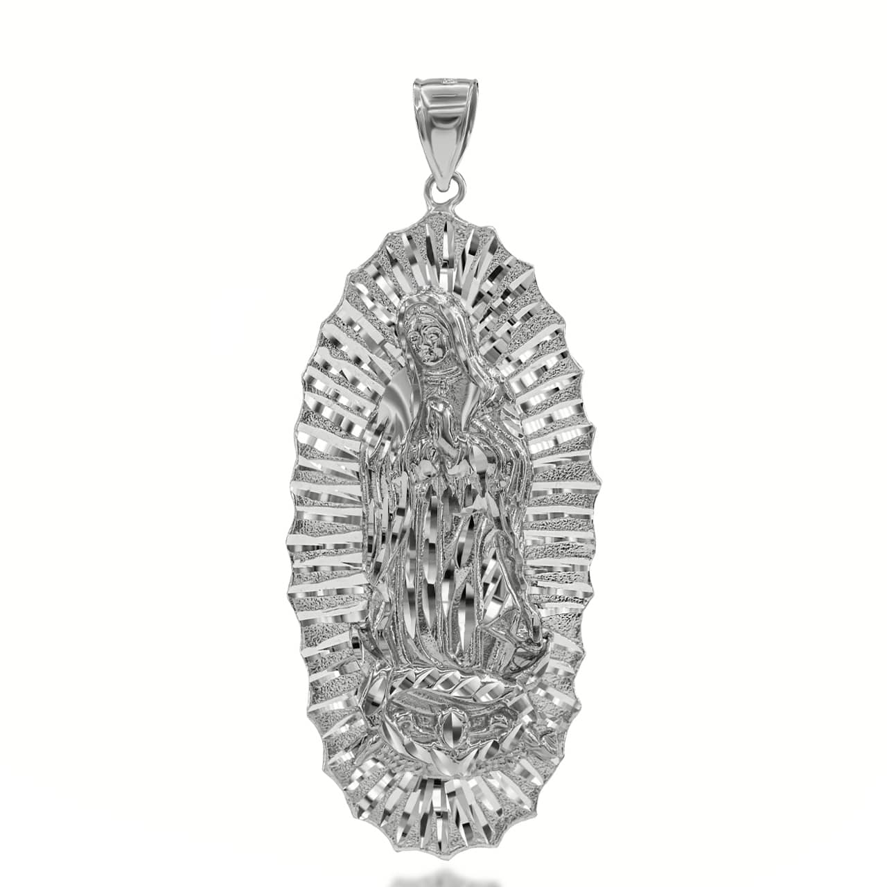 Extra Large Lady of Guadalupe Pendant in Sterling Silver