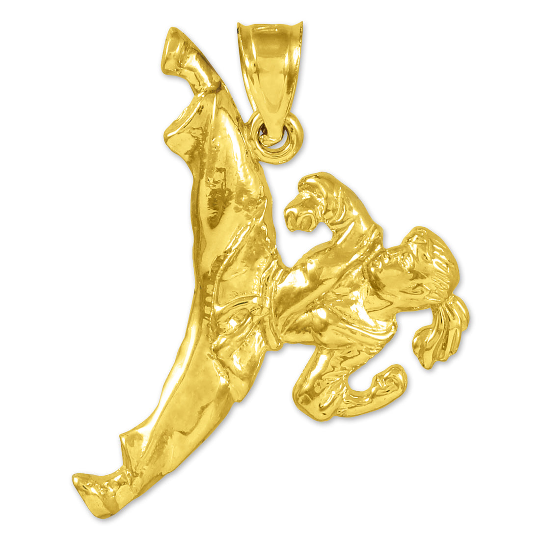 Female Karate Gold Sports Pendant Necklace, view 2