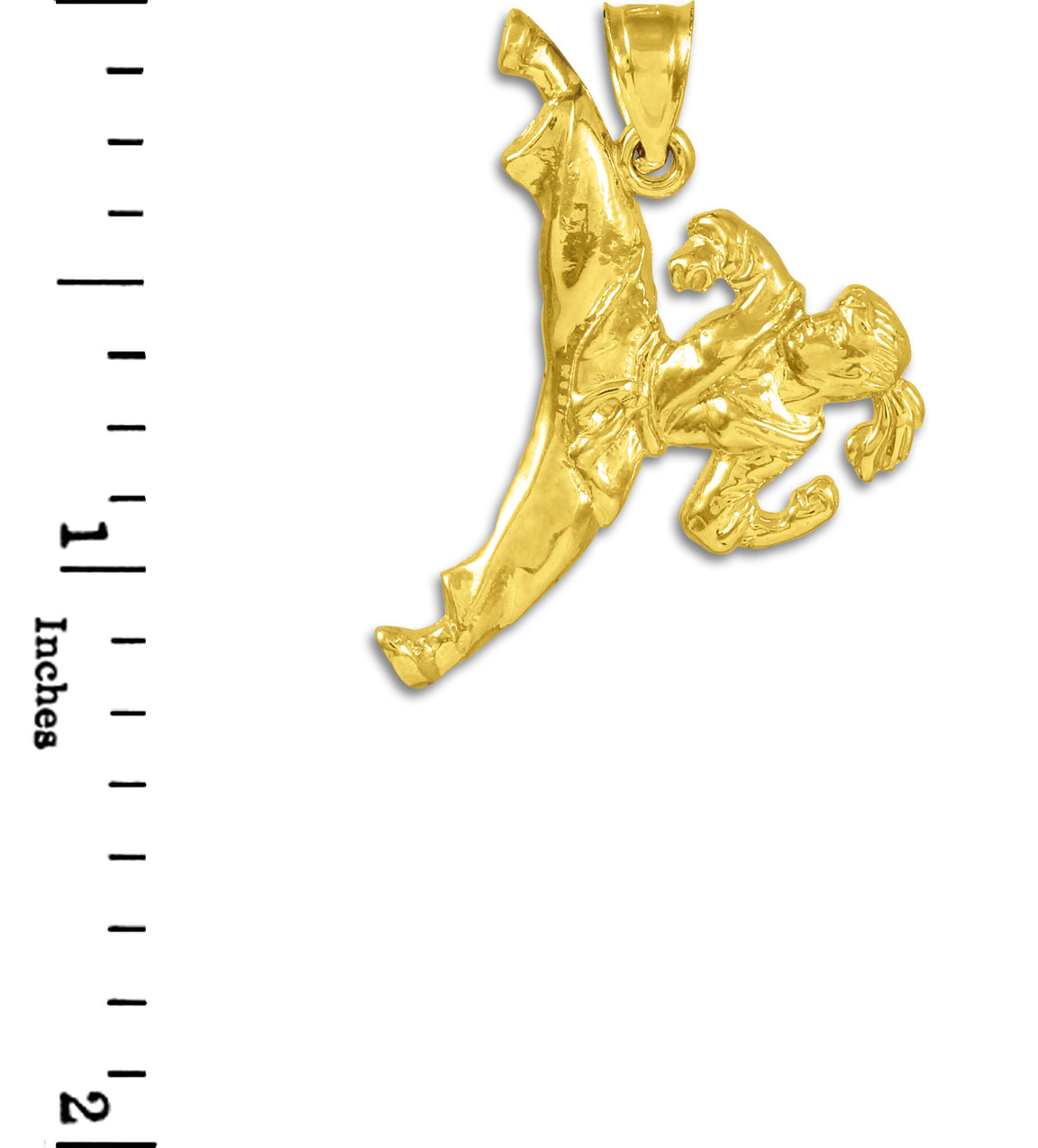Female Karate Gold Sports Pendant Necklace, view 3