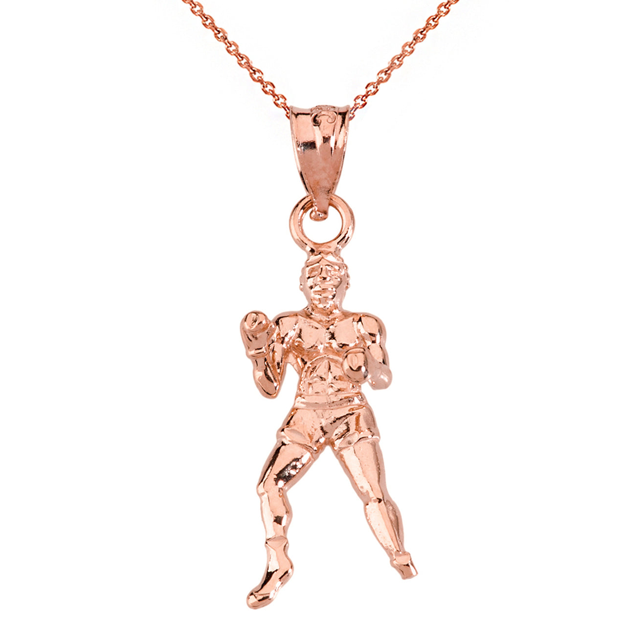 Fight Sports Athletic Boxing Pendant Necklace in Solid Gold, view 4