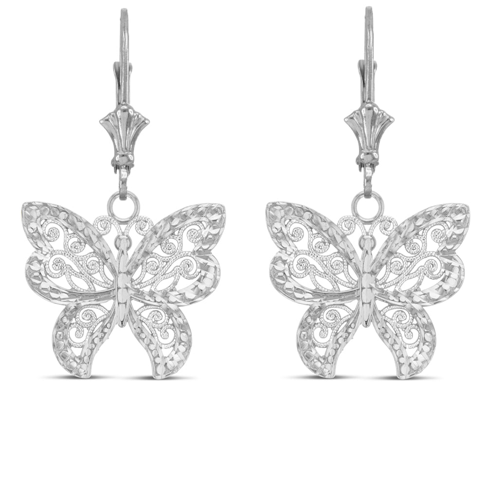 Filigree Butterfly Pendant Necklace Set in Sterling Silver, view 4