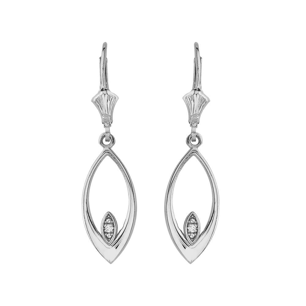 Filigree Two-Tone Diamond Teardrop Leverback Earrings, view 3