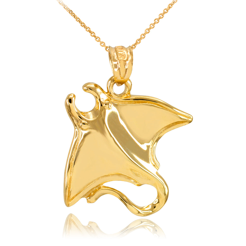 Fine Gold Sting Ray Pendant Necklace, view 2