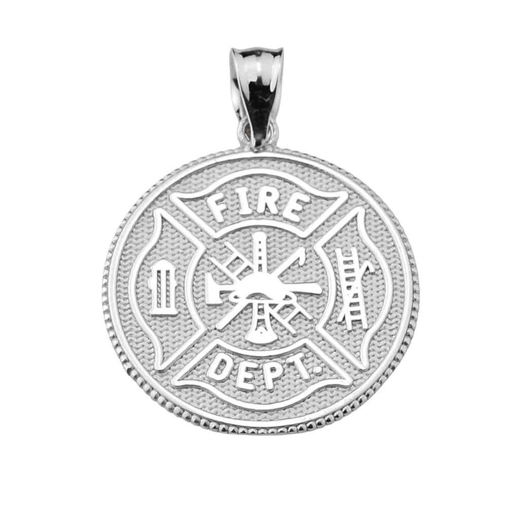 Firefighter Maltese Cross Pendant Necklace With Prayer Blessing in Sterling Silver, view 2