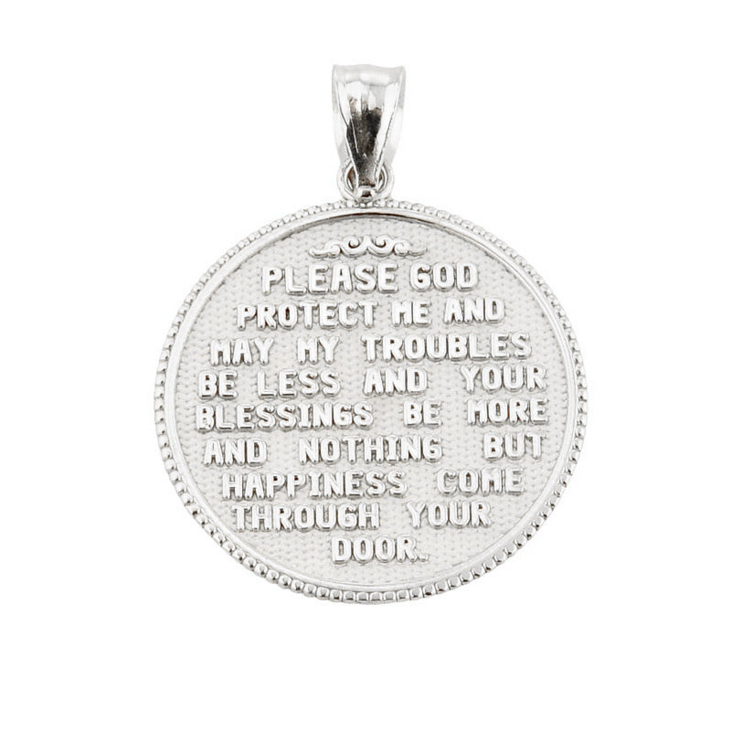 Firefighter Maltese Cross Pendant Necklace With Prayer Blessing in Sterling Silver, view 3