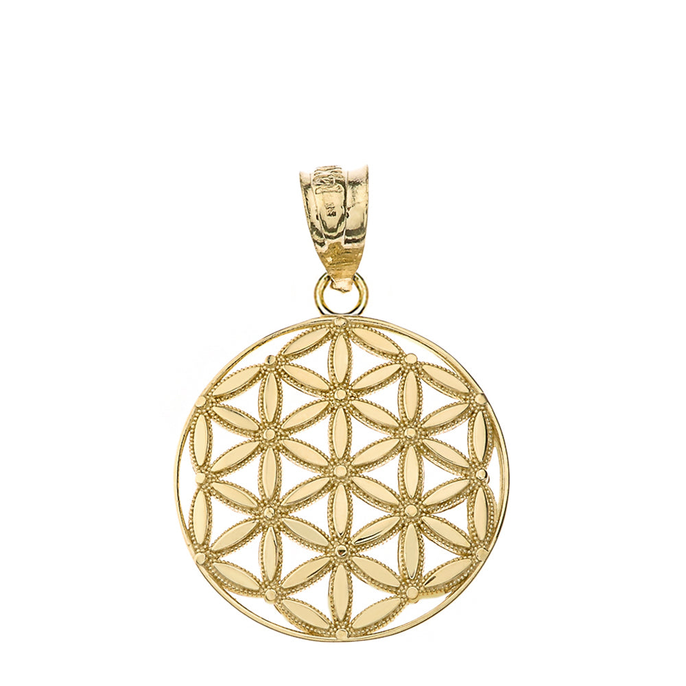 Flower of Life Sacred Geometry Pendant Necklace in Gold, view 2