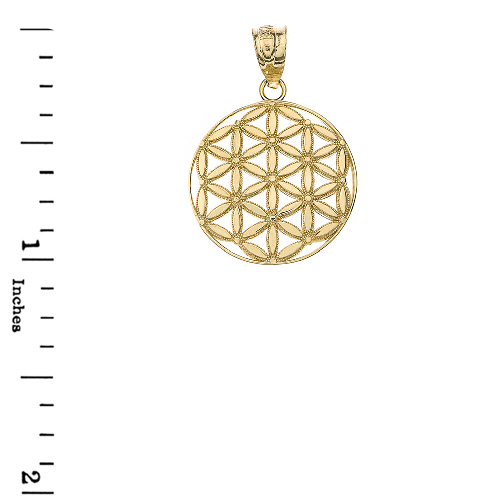 Flower of Life Sacred Geometry Pendant Necklace in Gold, view 3