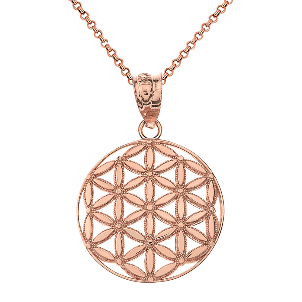 Flower of Life Sacred Geometry Pendant Necklace in Gold, view 4