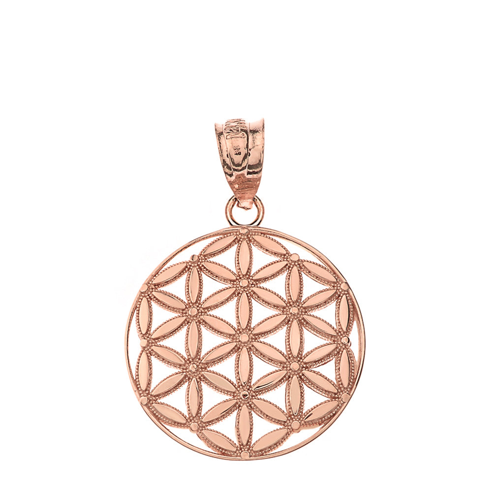 Flower of Life Sacred Geometry Pendant Necklace in Gold, view 5