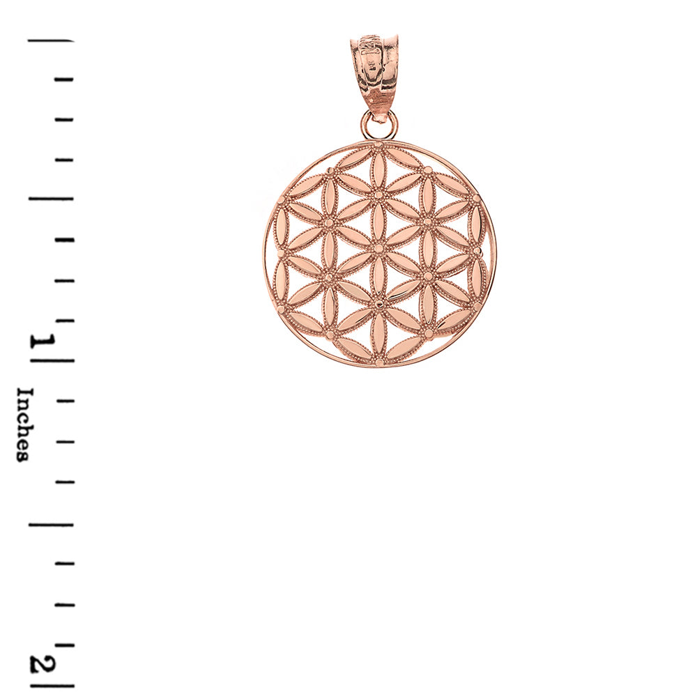 Flower of Life Sacred Geometry Pendant Necklace in Gold, view 6