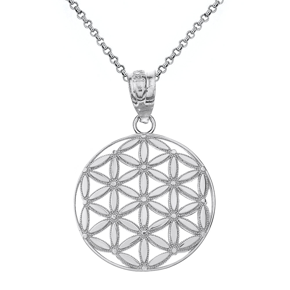 Flower of Life Sacred Geometry Pendant Necklace in Gold, view 7