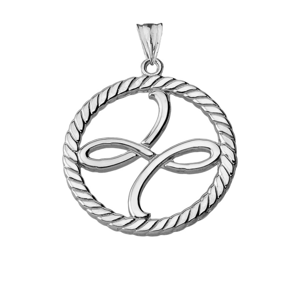 Friendship Symbol in Rope Pendant Necklace in Sterling Silver, view 2