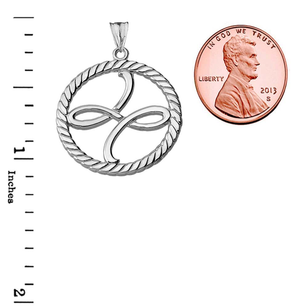 Friendship Symbol in Rope Pendant Necklace in Sterling Silver, view 3