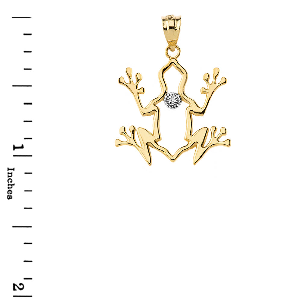 Frog Outline Solitaire Pendant Necklace in Gold, view 3