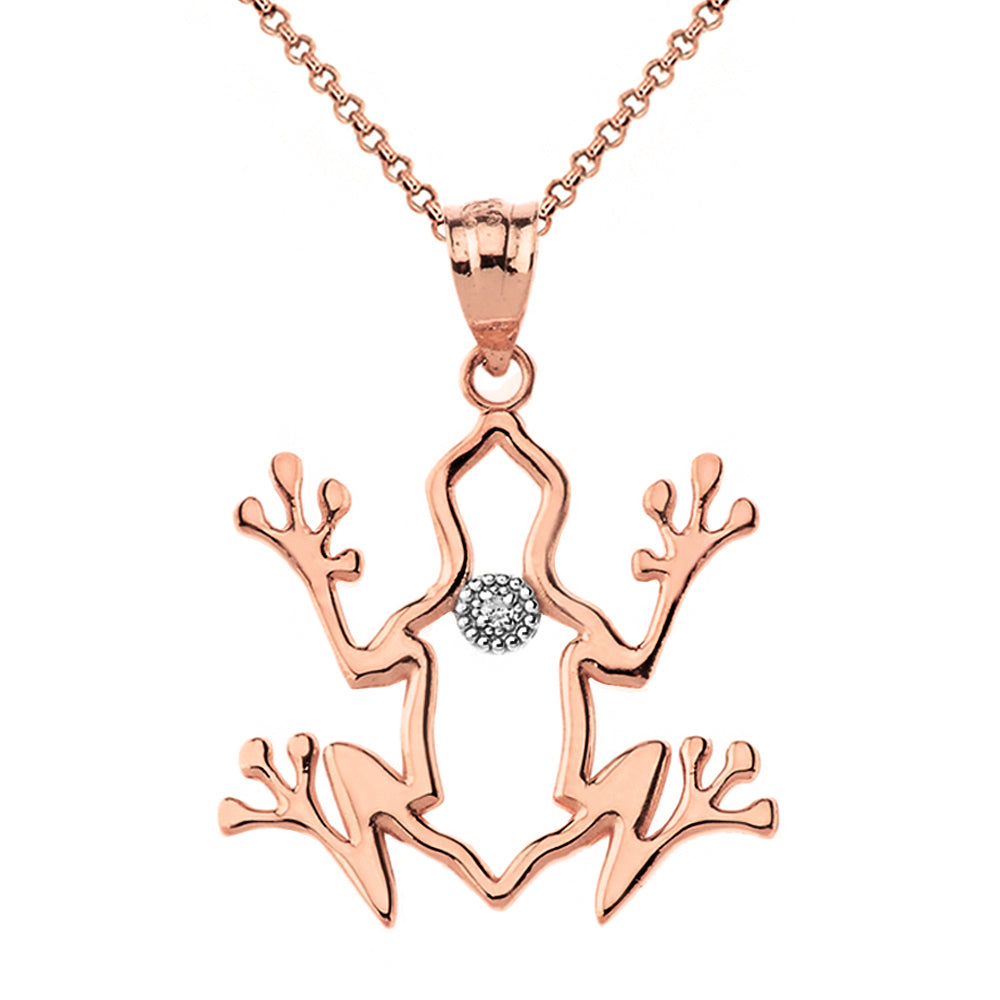 Frog Outline Solitaire Pendant Necklace in Gold, view 4