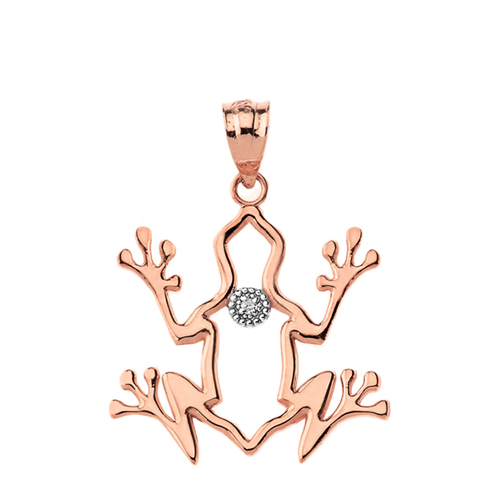 Frog Outline Solitaire Pendant Necklace in Gold, view 5