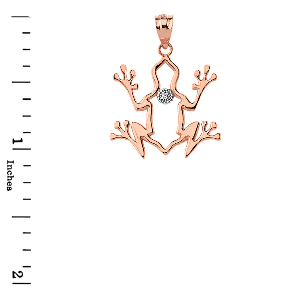 Frog Outline Solitaire Pendant Necklace in Gold, view 6