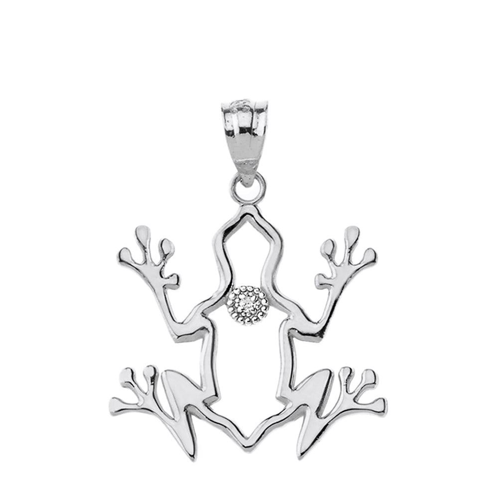Frog Outline Solitaire Pendant Necklace in Gold, view 8