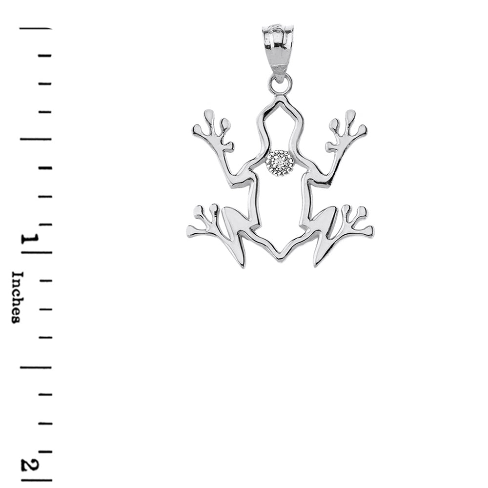 Frog Outline Solitaire Pendant Necklace in Gold, view 9