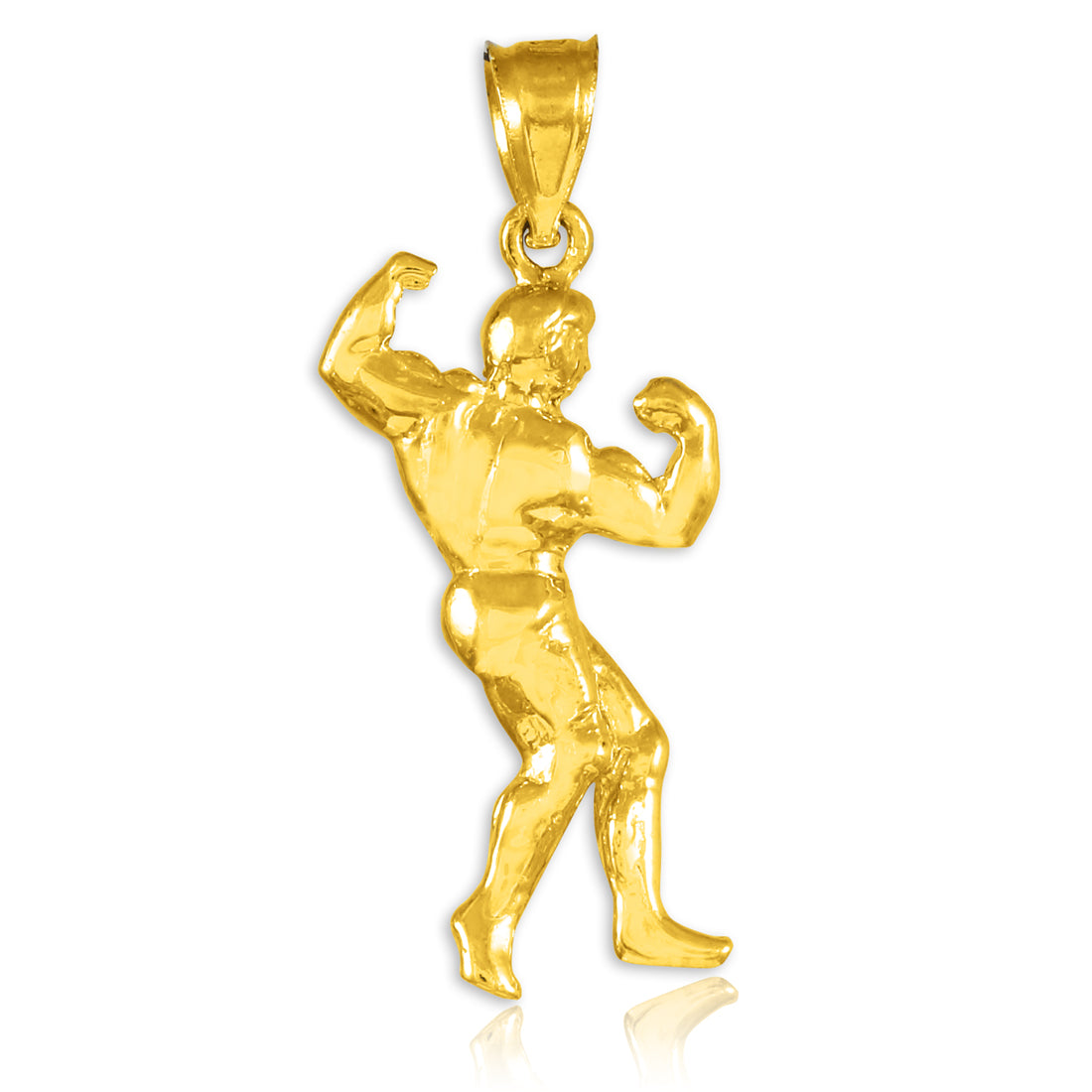 Full Bodybuilder Gold Sports Pendant Necklace, view 2