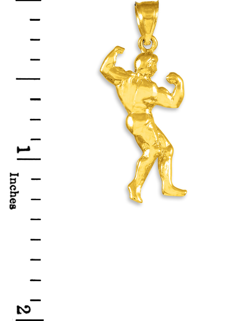 Full Bodybuilder Gold Sports Pendant Necklace, view 3
