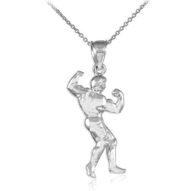 Full Bodybuilder Gold Sports Pendant Necklace, view 4