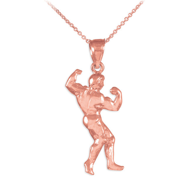 Full Bodybuilder Gold Sports Pendant Necklace, view 6