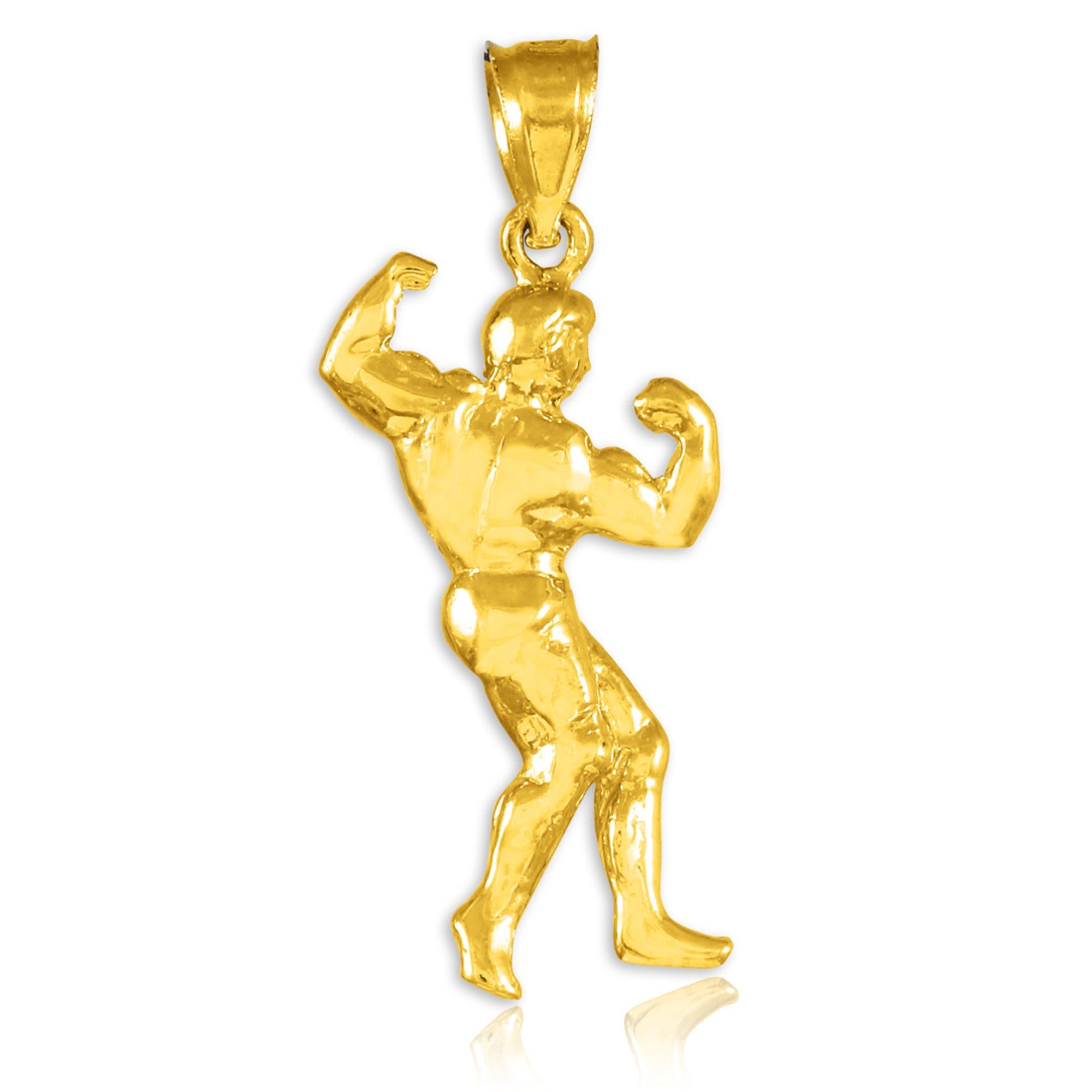 Full Bodybuilder Gold Sports Pendant Necklace, view 7