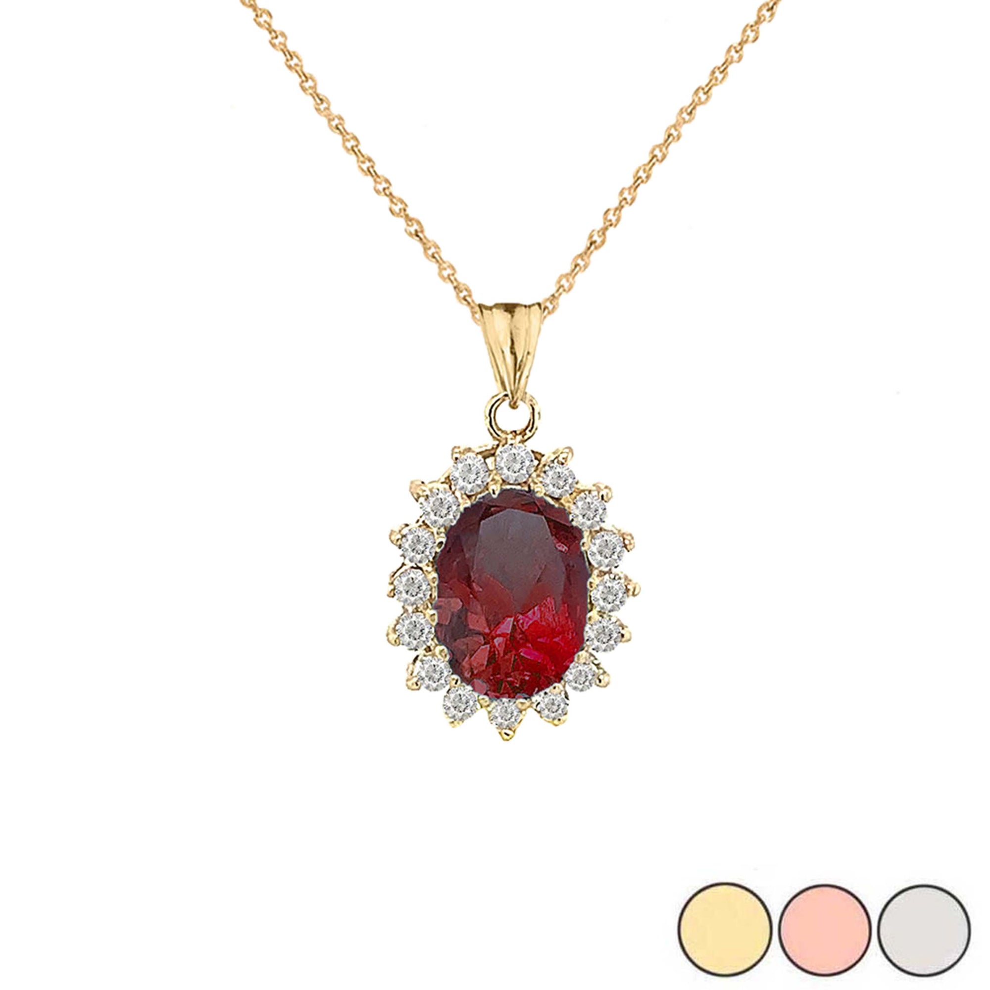 Genuine Birthstone Fancy Pendant Necklace in Gold