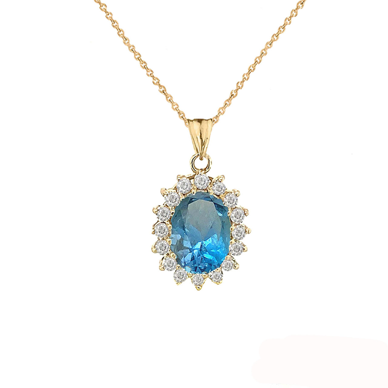 Genuine Birthstone Fancy Pendant Necklace in Gold, view 2
