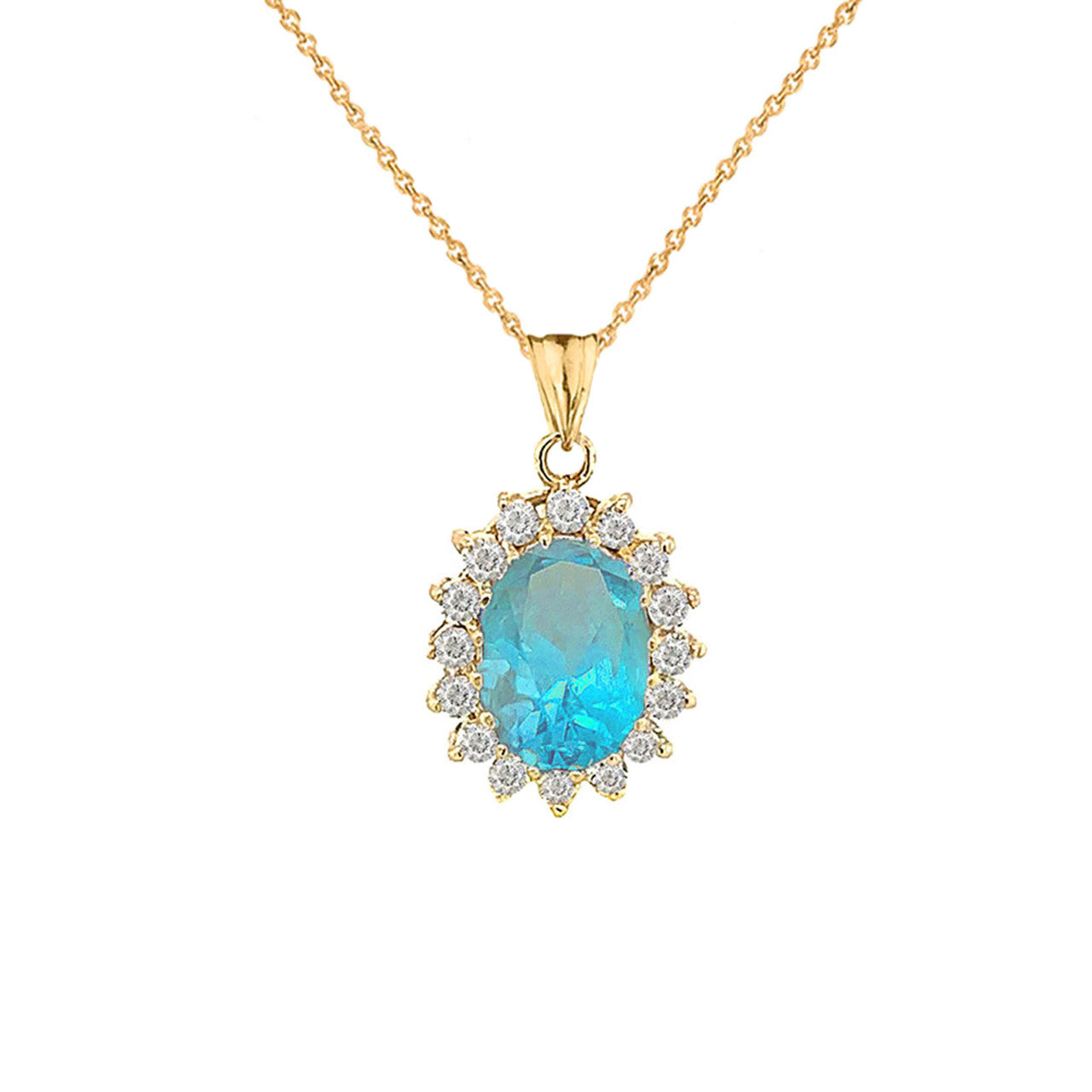 Genuine Birthstone Fancy Pendant Necklace in Gold, view 3
