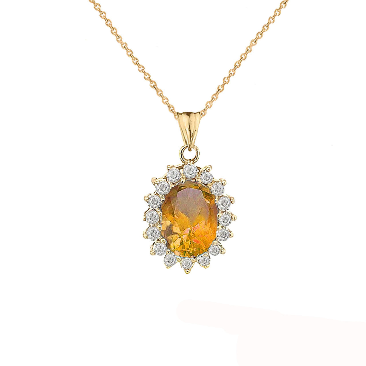 Genuine Birthstone Fancy Pendant Necklace in Gold, view 4