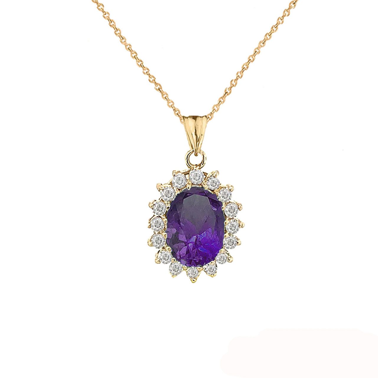 Genuine Birthstone Fancy Pendant Necklace in Gold, view 6