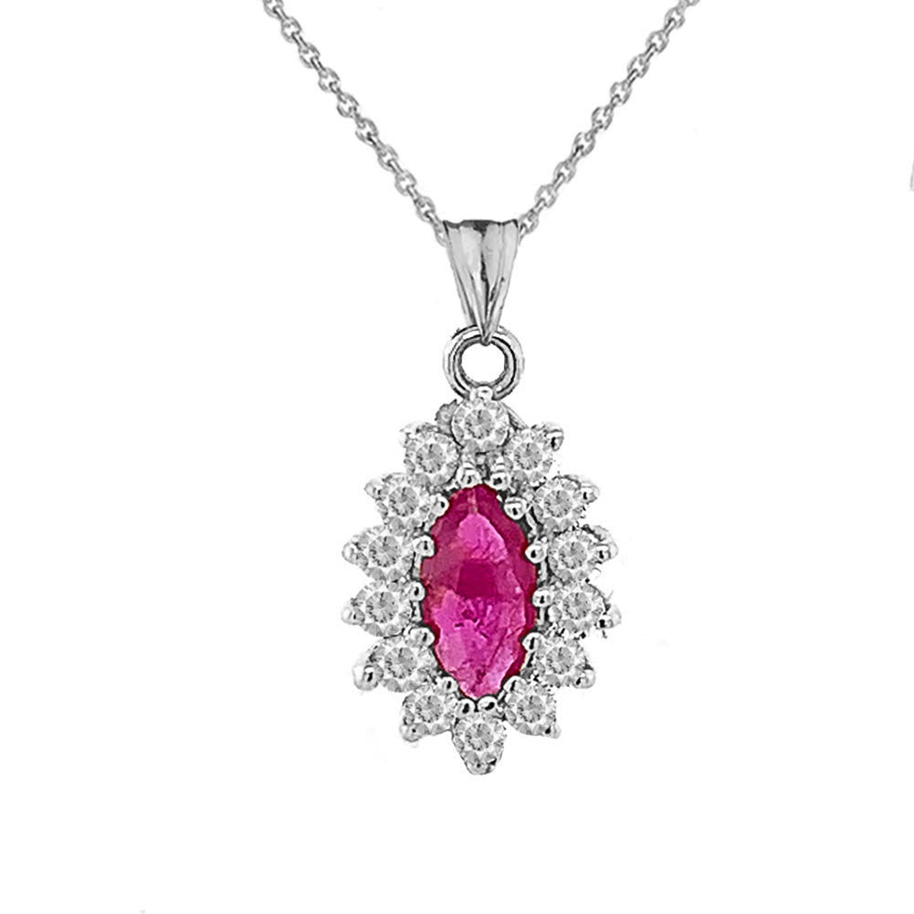 Genuine Ruby Marquise-Shaped Fancy Pendant Necklace in Gold, view 3