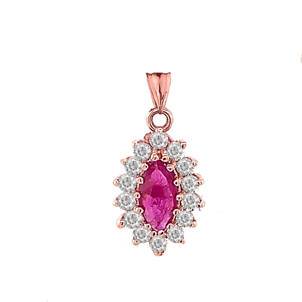 Genuine Ruby Marquise-Shaped Fancy Pendant Necklace in Gold, view 5