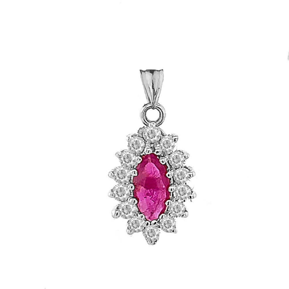 Genuine Ruby Marquise-Shaped Fancy Pendant Necklace in Gold, view 6