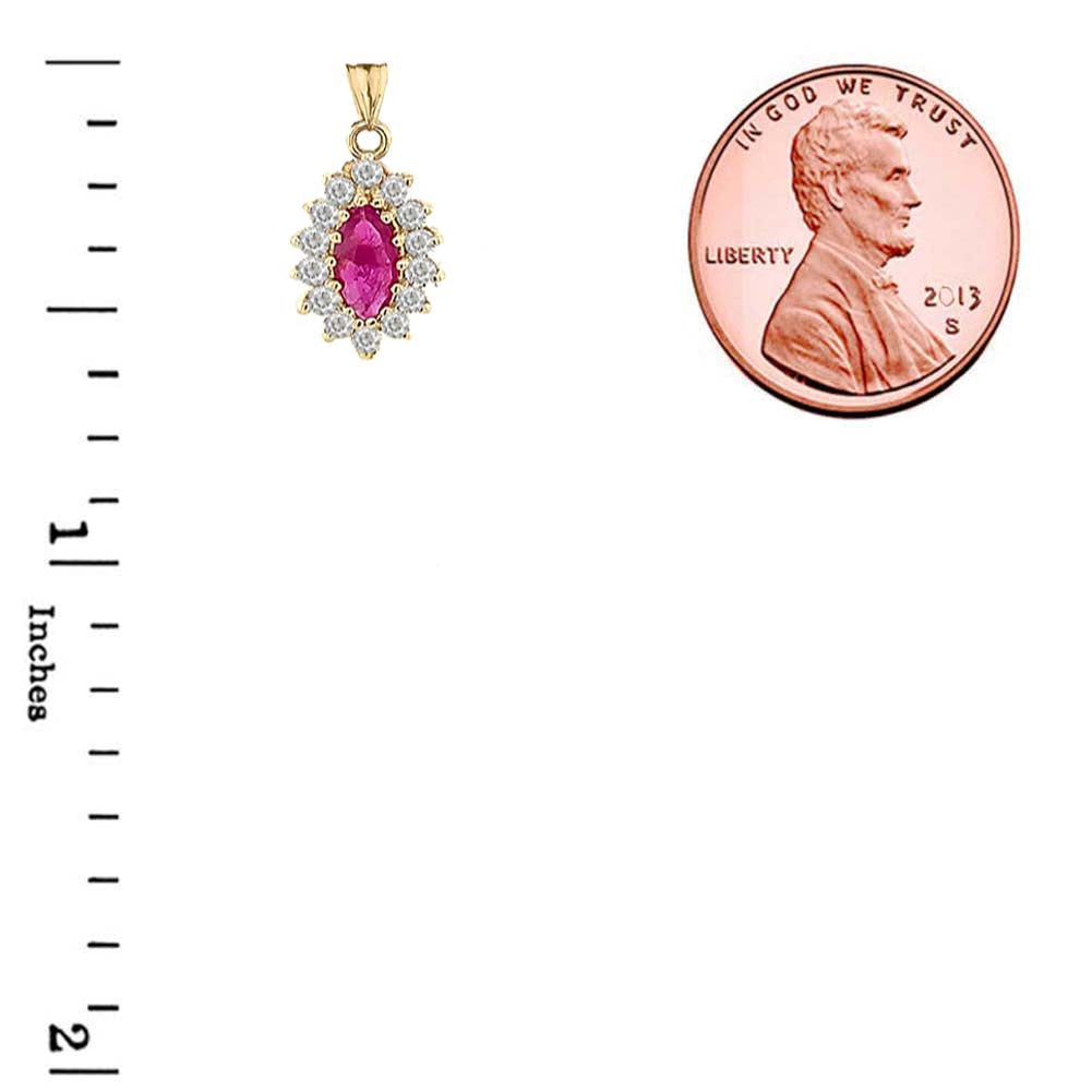 Genuine Ruby Marquise-Shaped Fancy Pendant Necklace in Gold, view 7