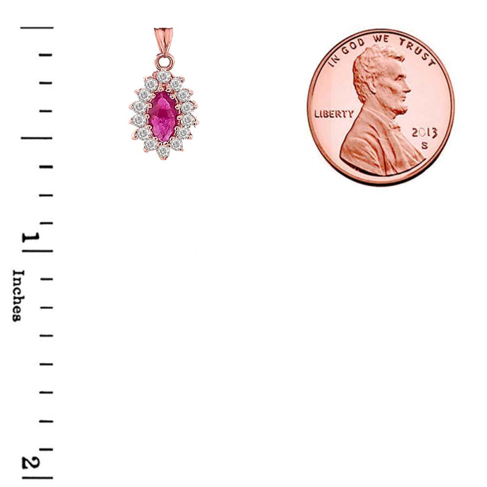 Genuine Ruby Marquise-Shaped Fancy Pendant Necklace in Gold, view 8