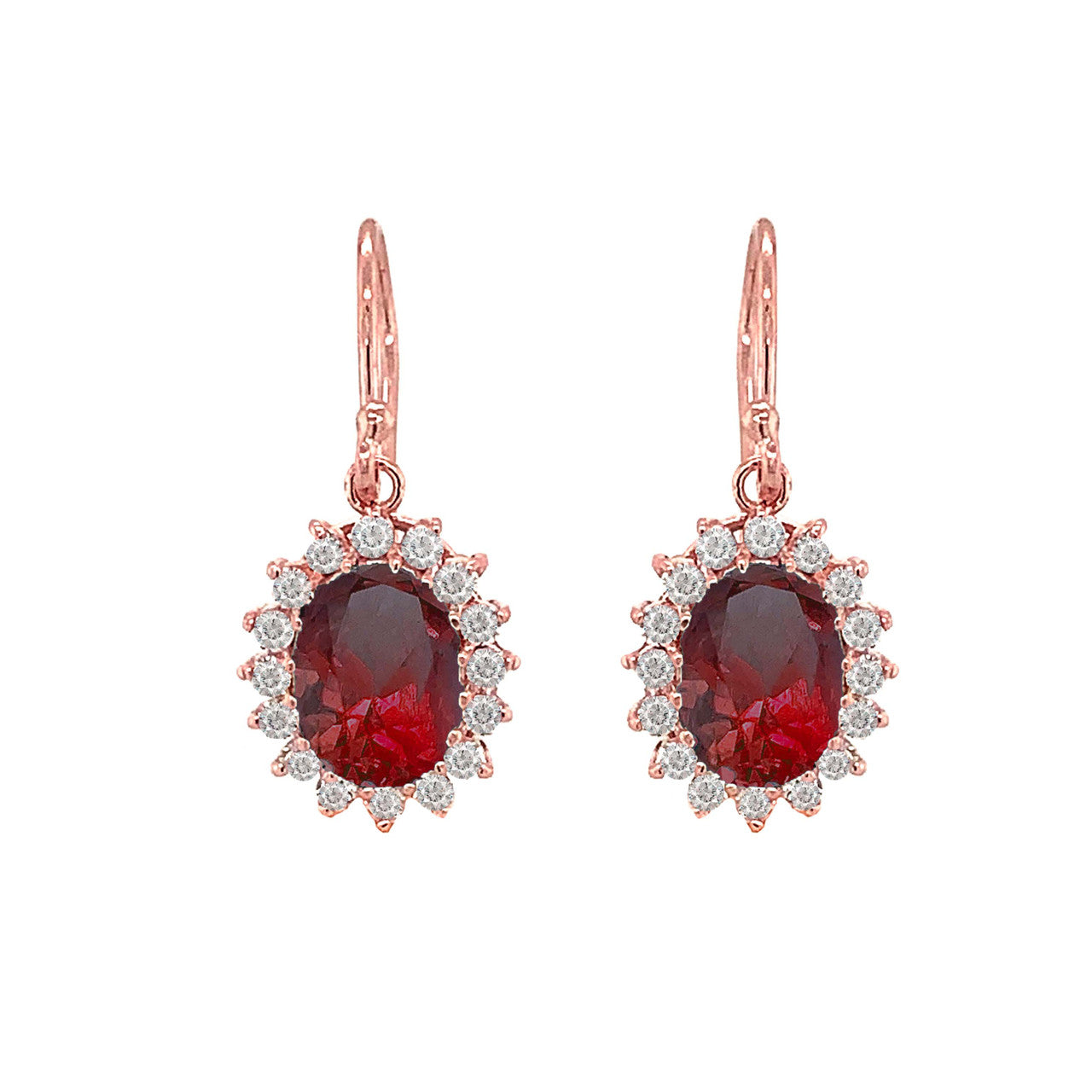 Genuine Stone Oval-Shaped Fancy Dangle Earrings in Gold, view 4