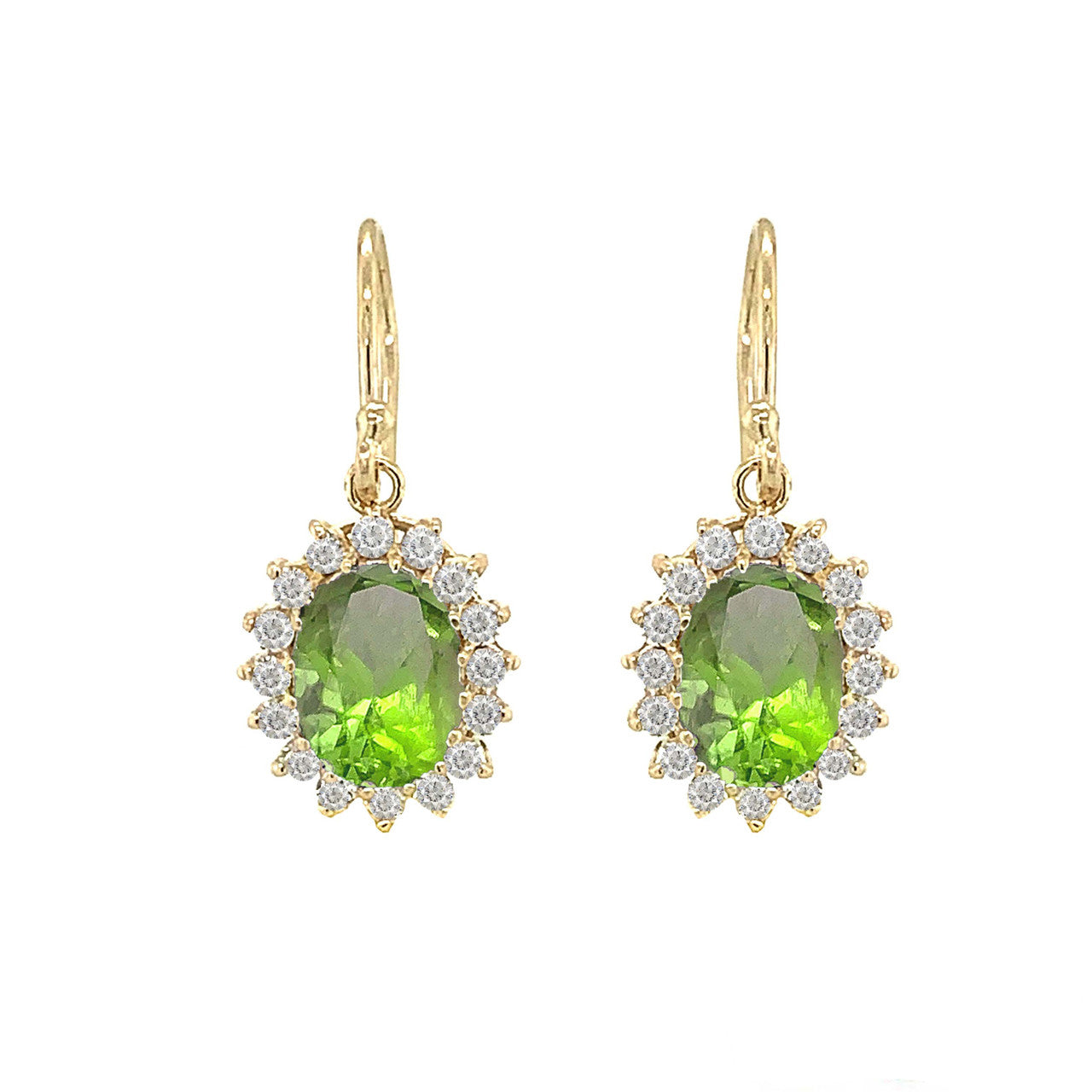 Genuine Stone Oval-Shaped Fancy Dangle Earrings in Gold, view 6