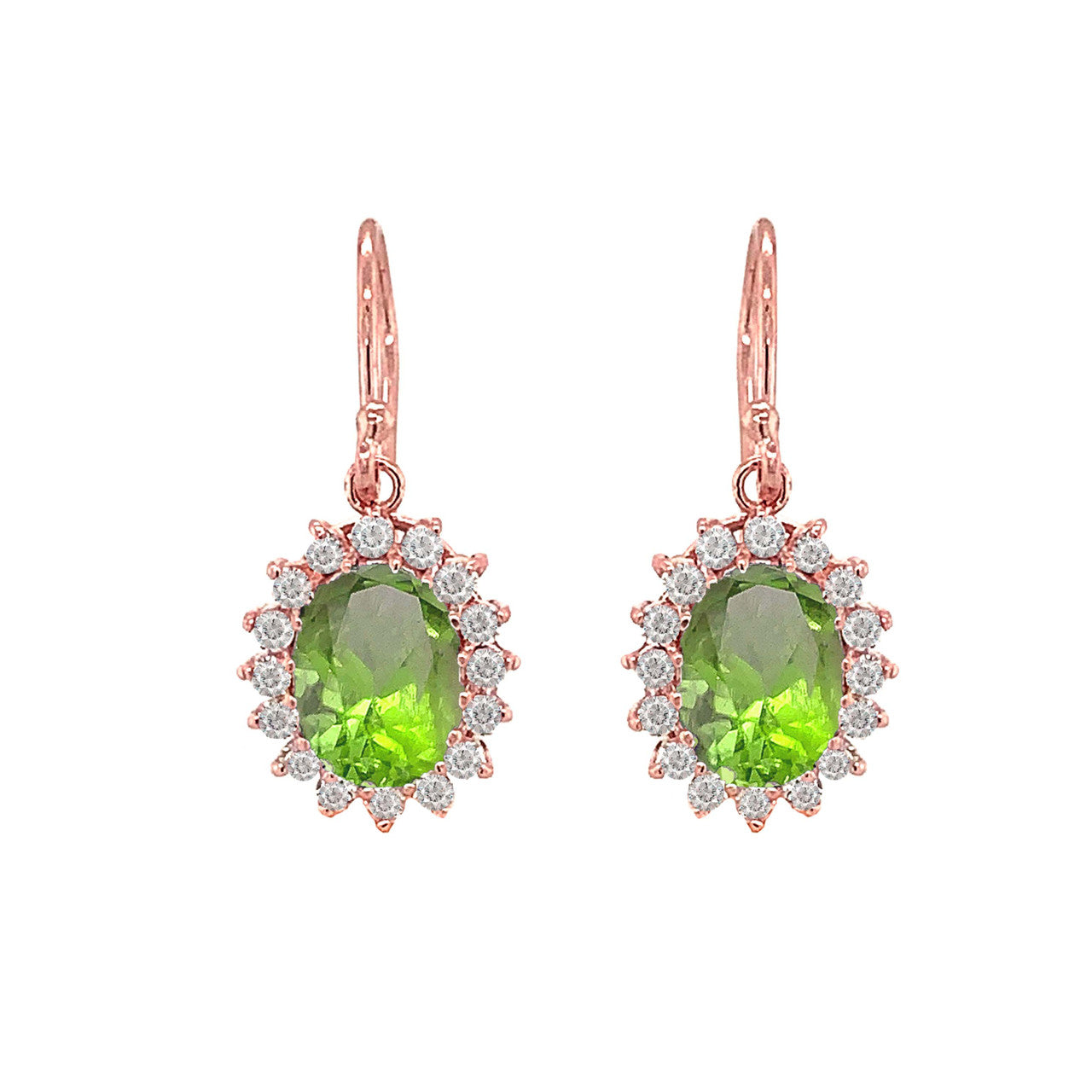 Genuine Stone Oval-Shaped Fancy Dangle Earrings in Gold, view 7