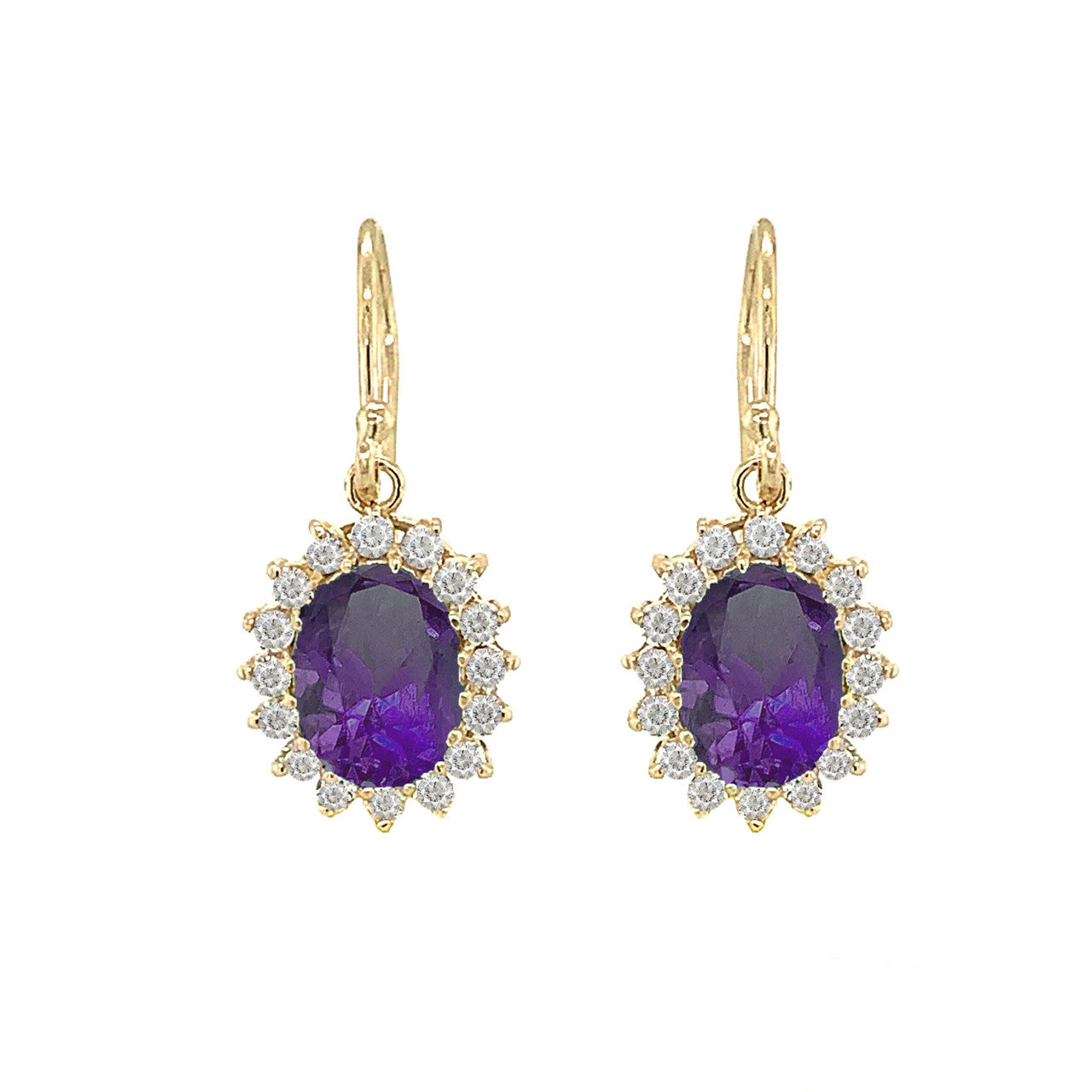 Genuine Stone Oval-Shaped Fancy Dangle Earrings in Gold, view 9
