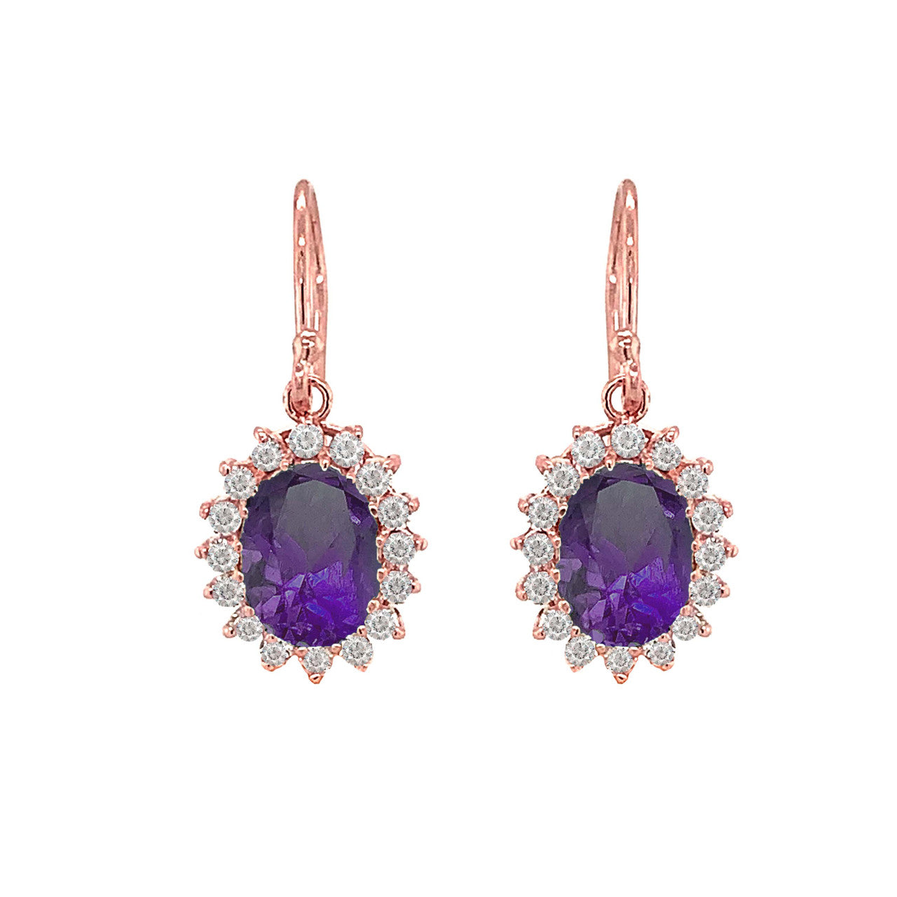 Genuine Stone Oval-Shaped Fancy Dangle Earrings in Gold, view 10